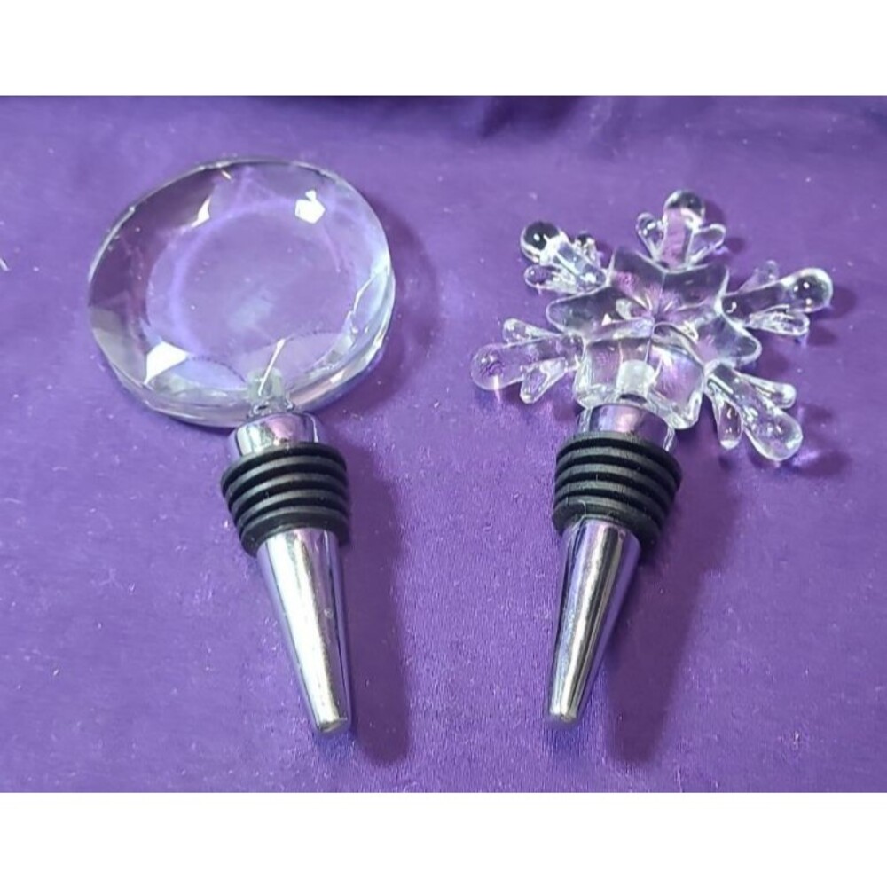 JEWEL STAR  Snowflake & BOHEMIAN CUT GLASS WINE BOTTLE STOPPER POTTERY BARN
